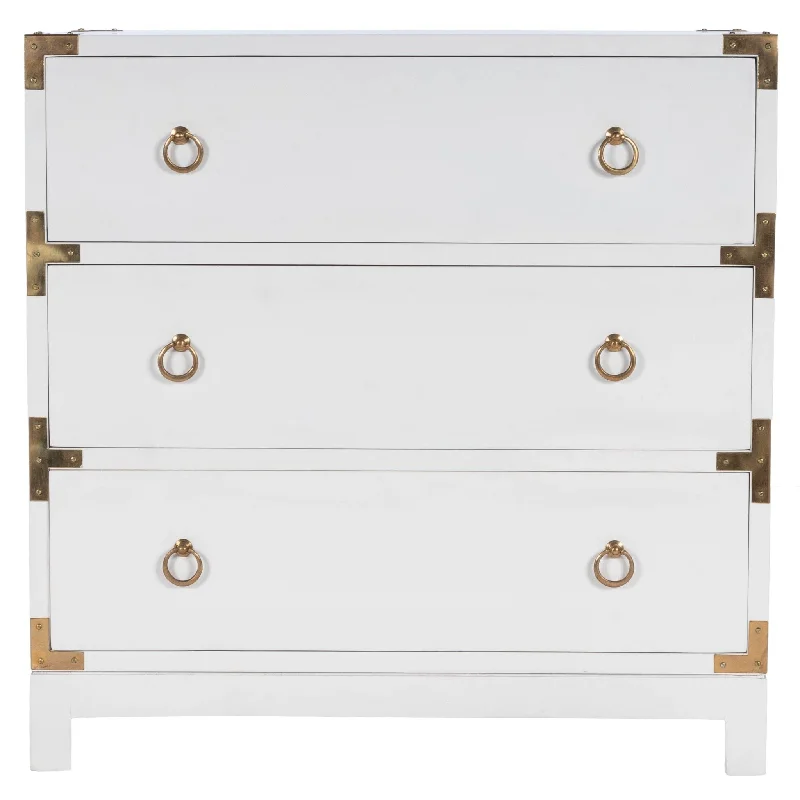 Solid Wood Three Drawer Dresser - White