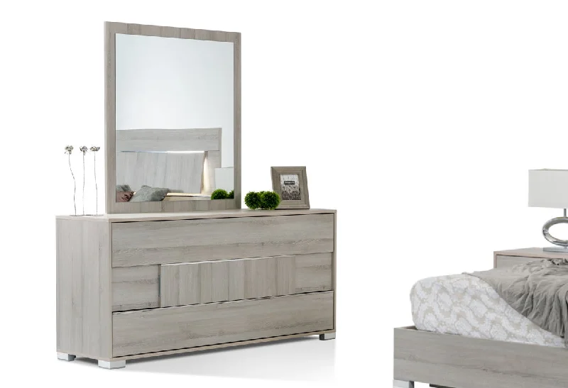 Three Drawer Double Dresser - Gray