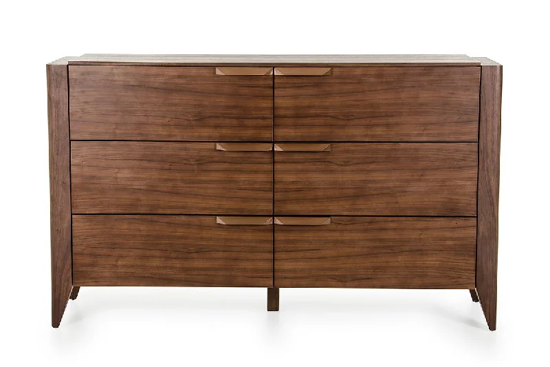 Veneer And Dresser With 6 Drawers - Tobacco