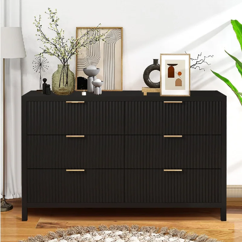 Wooden 6 Drawer Nightstand Storage Dresser Cabinet